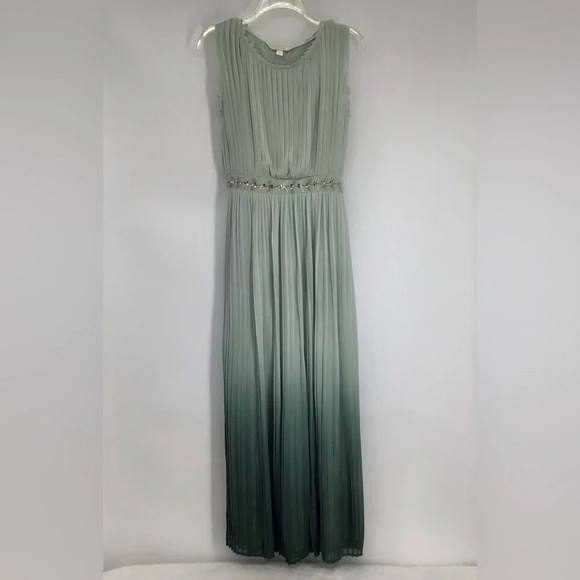 Lauren Conrad Runway Ombré Pleated Green Gables Maxi Formal Dress Size 6 - Picture 2 of 9